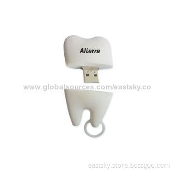 Custom Tooth Shape USB drive, made of soft PVC material, OEM orders welcome